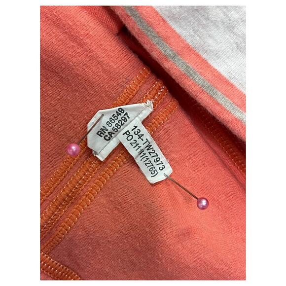 Tommy Bahama Pullover Top Womens Medium Orange Stripe Reversible Half Zip Preppy - Picture 11 of 13